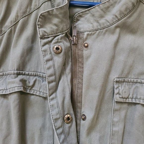 Per Se Women's Utility Vest Green Sleeveless Multi-Pocket Drawstring Cotton - Picture 6 of 7